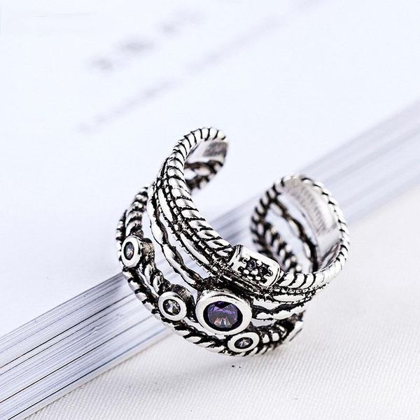 

cluster rings wholesale 925 sterling silver party vintage punk-style jewelry accessories gifts for women size 16mm adjustable, Golden;silver
