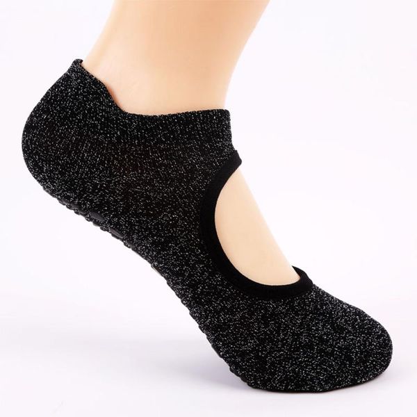 

sports socks 2pair women ballet non-slip straps breathable thin yoga for workout lmh66, Black