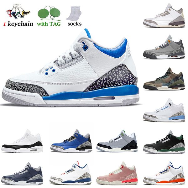 

2022 mens women jumpman 3 3s basketball shoes us 13 with socks pine green patchwork cool grey rust pink racer blue fire red unc sneakers spo