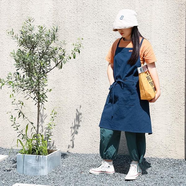 

aprons korean striped apron coffee shop flower simple overalls cotton strap