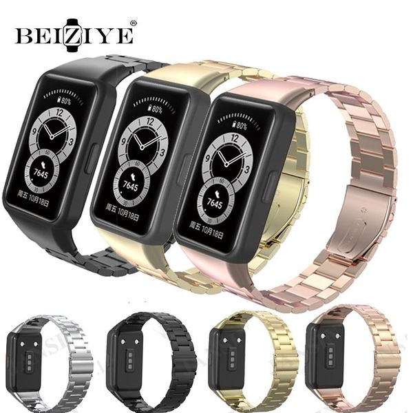 

watch bands for huawei band 6 smart strap bracelet stainless steel pro/honor metal classic accessories, Black;brown