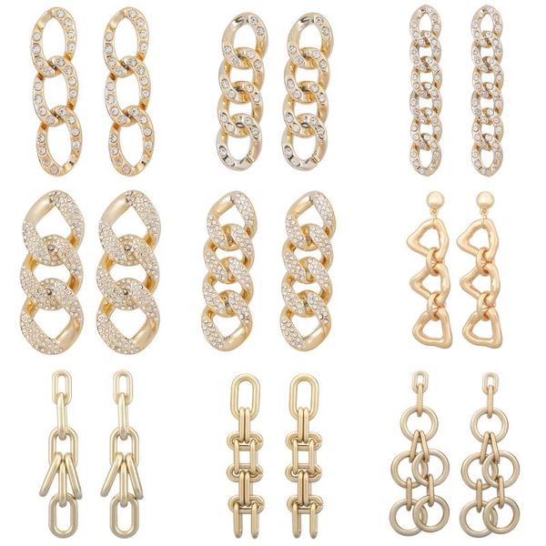 

dangle & chandelier wgoud women vintage ccb thick chains crystal earring fashion punk hip hop geometric drop party gift, Silver