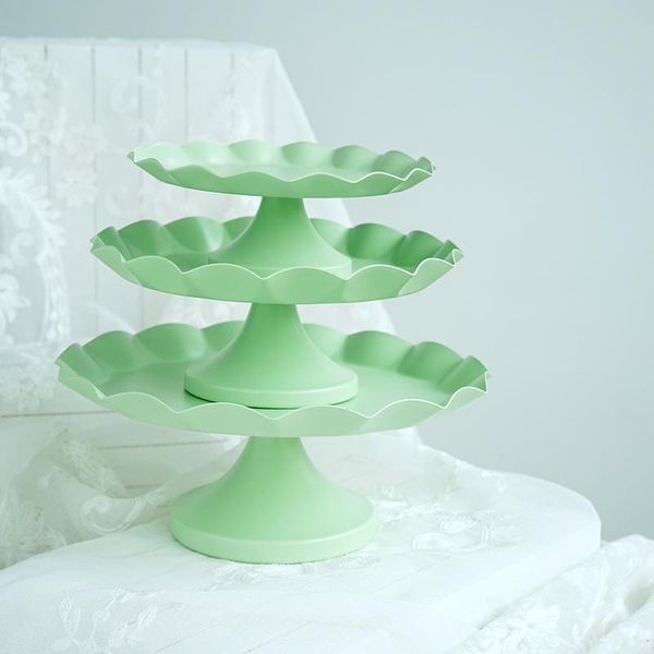 

other bakeware wavy side cake pan green dessert metal tray wedding decoration accessories table props gourmet pography bread plate