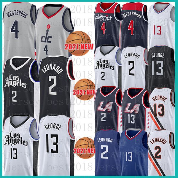 

kawhi paul 2 13 george leonard russell 4 westbrook basketball jersey los 2021 new angeles jerseys, Black;red