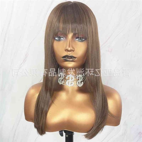 

mechanism wig 6# full ribbon bangs high-end japanese silk straight also, Black