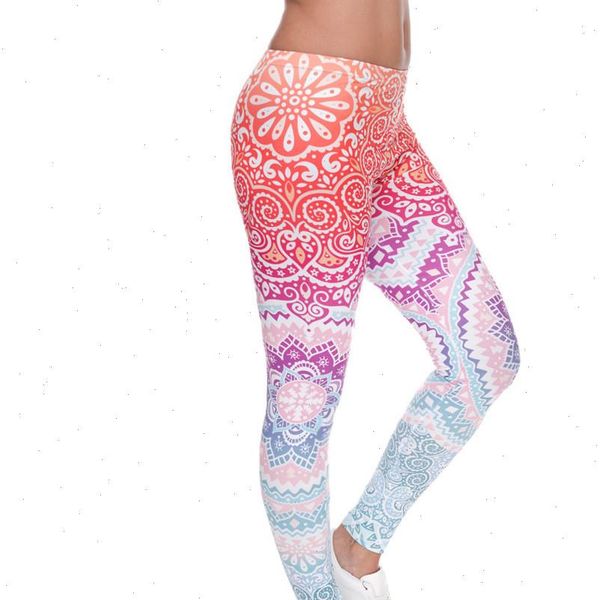 

brands women fashion legging aztec round ombre printing leggins slim high waist leggings woman pants drop shipping, Black