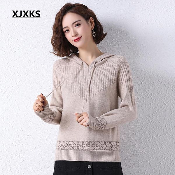 

spring autumn all-match sweater women pullover fashion hooded high-end cashmere knitted women's sweaters, White;black