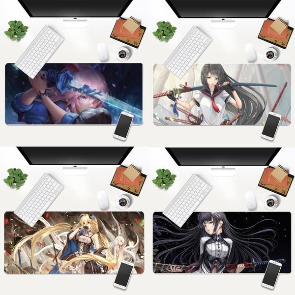 

mouse pads & wrist rests girl holding sword image office mice gamer soft pad animation xl large keyboard pc desk mat takuo tablet mousepads
