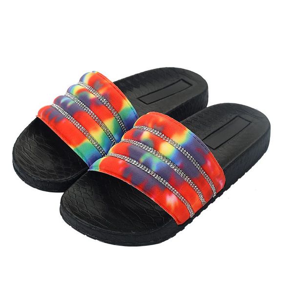 

slippers 2021fashion slip on women hom girls mules bathroom ladies shoes withcrystal diamond bling for summer beach., Black