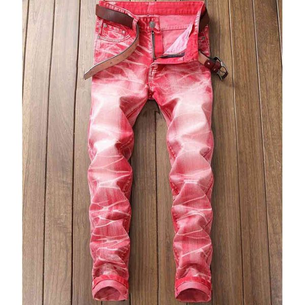 

new vintage washed denim jeans men stretch homme trousers straight slim jean male pants colours, Blue