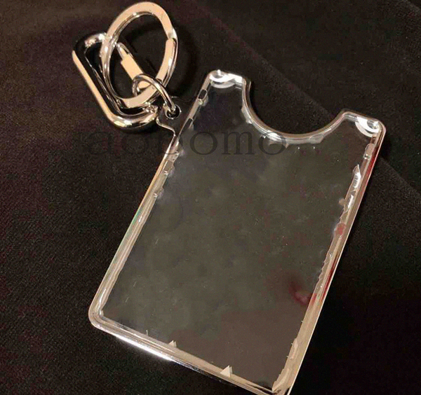 

id holder fashion clear pvc mono gram card wallet key chain transparent prism holder with bo k1em#, Brown;gray