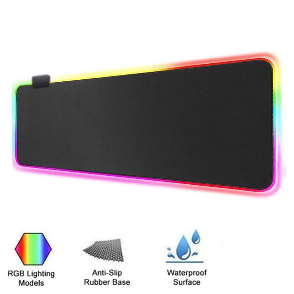 

mouse pads & wrist rests rgb soft large gaming pad amer mat locked led lighting rubber mousepad anti-slip keyboard