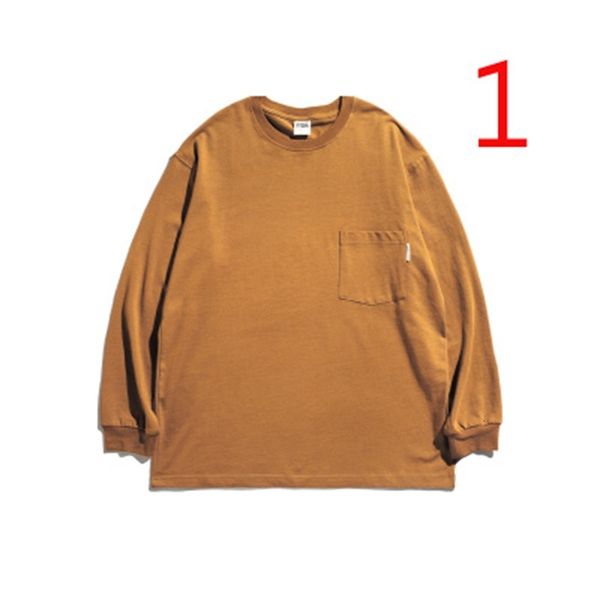 

2021 new japanese retro autumn sweater with loose cotton white t-shirt men's long-sleeved shirt vx2x, White;black