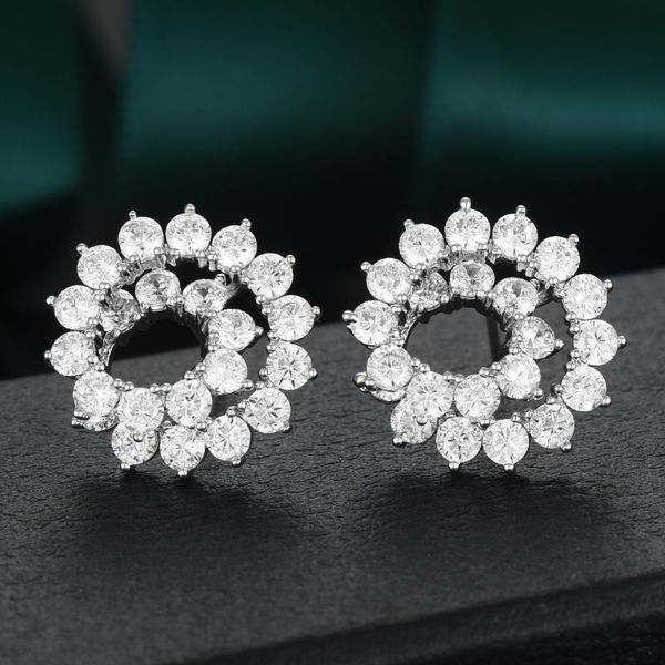 

stud godki 18mm luxury round circle earrings for women wedding cubic zircon cz dubai trendy boucle d'oreille femme 2021, Golden;silver