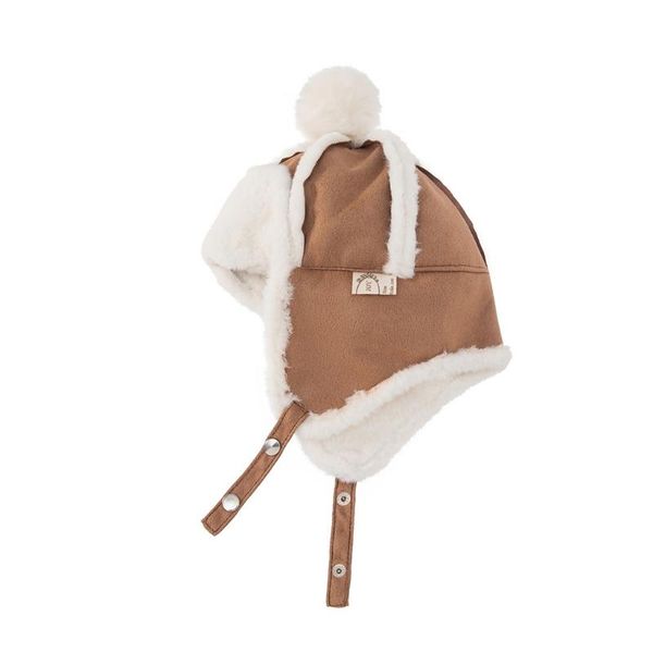 

caps & hats 2021 cute hat toddlers baby girl boy flannel earflap born kids beanie winter soft warm outdoor skiing 2 colors, Yellow