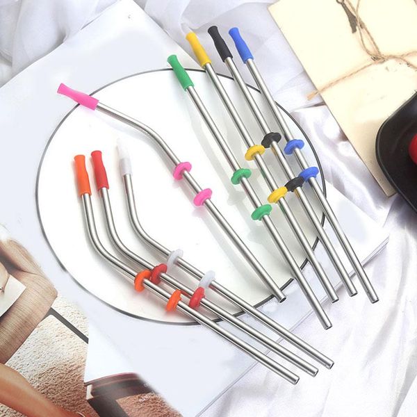 

drinking straws straw stainless steel metal reusable for home party bar accessories with anti-hanging buckle