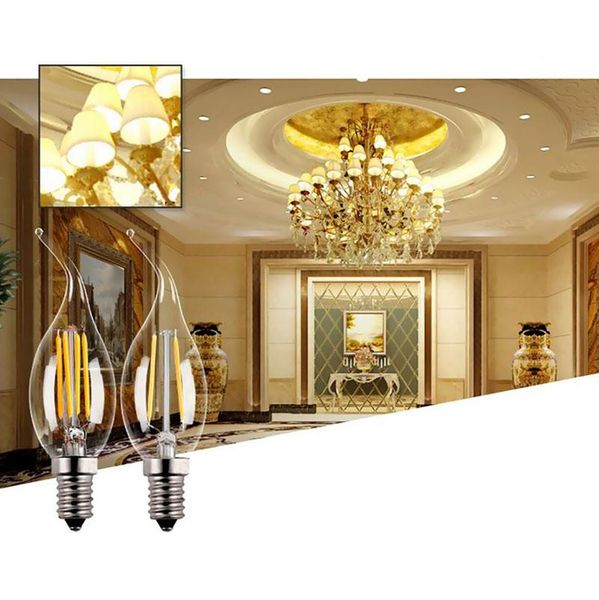 

bulbs e14 6w edison cob filament retro led light candle/flame bulb lamp chandelier