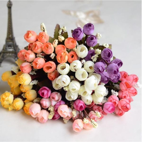 

silk diy daisy camellia artificial flowers small rose bride bouquet xmas party decor faux fake flowers wedding home decoration