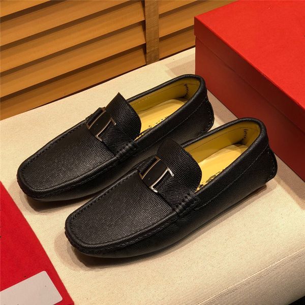 

italian genuine leather man loafers fashion designer slip on driving shoes men brand flats large size moccasins, Black