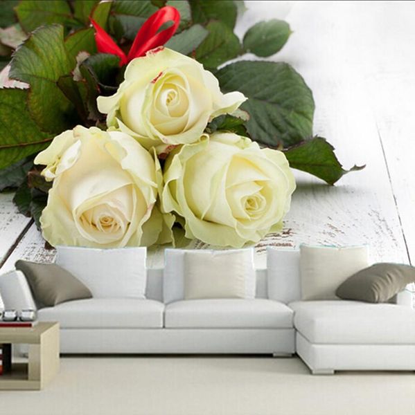 

wallpapers custom 3d murals,beautiful romantic three white roses wallpaper papel de parede,living room sofa tv bedroom background