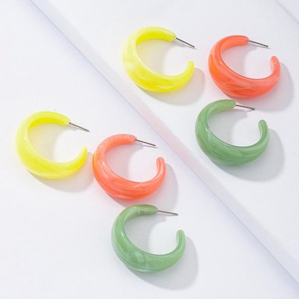 

dangle & chandelier 1 pair jewelry acrylic geometric statement earrings resin trendy c shape cute hoop party gift, Silver