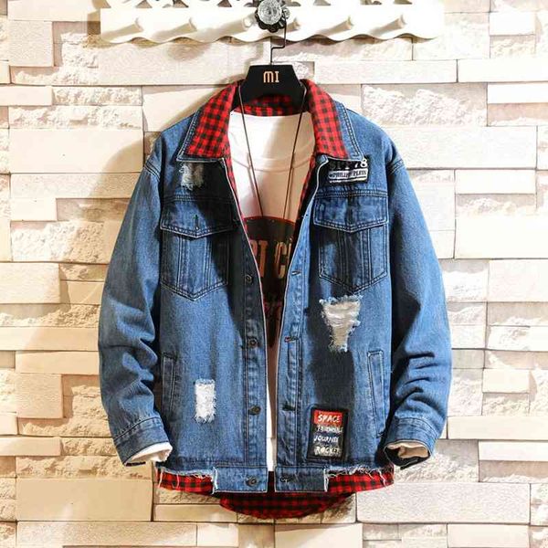 

men coat men's jackets spring and autumn denim jacket fashion lapel youth splicing coat handsome wear, Black;brown