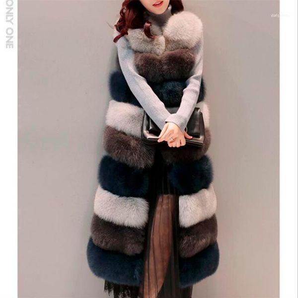 

women's fur & faux winter vest coat women warm import jacket overcoat vests high-grade long1, Black