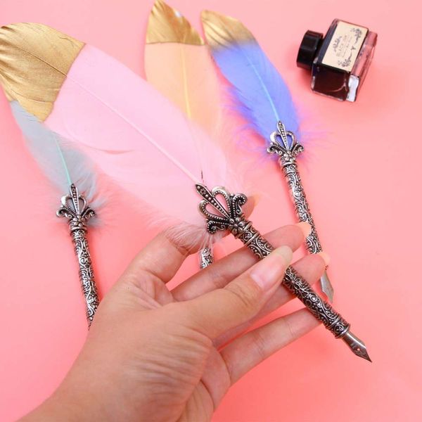 

glass pen european handmade feather crystal dip ink set gift