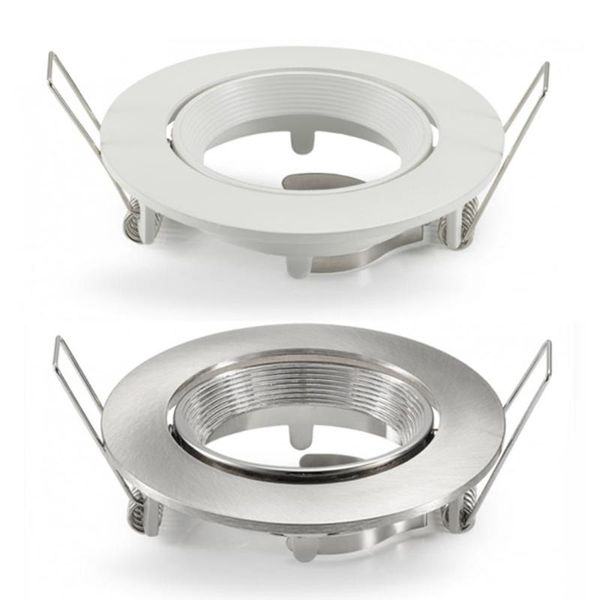 

recessed light spotlight housing led halogen mr16 gu10 base ceiling spot light frame round white nickel fixture bulbs fittings