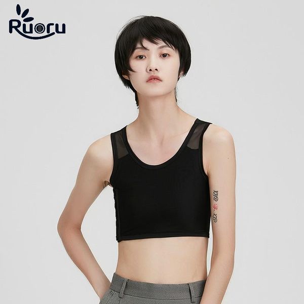 

women's shapers ruoru s-3xl strengthen bandage reinforced short corset tomboy tank chest shaper breast binder trans vest shirt underwe, Black;white