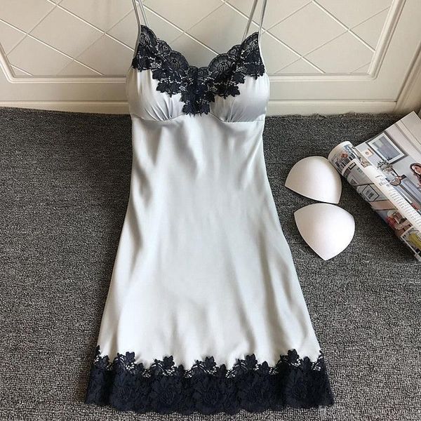 

women lingerie silk lace paddad push-up dress babydoll nightdress nightgown sleepwear, Black;red