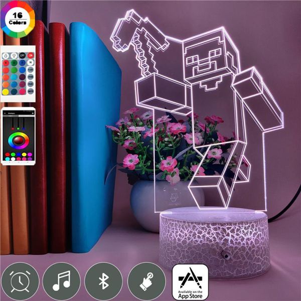 

night lights plug in 3d acrylic lamp led light usb powered robot table nightlight with touch sensor el room party decor app control