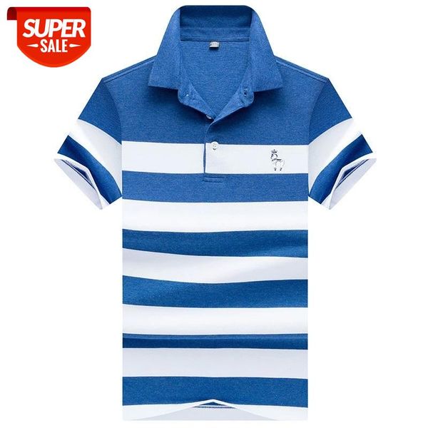 

business casual polo shirt 100% cotton men's embroidery stripe short sleeve polo hombre lapel polos shirts homme #ff5l, White;black