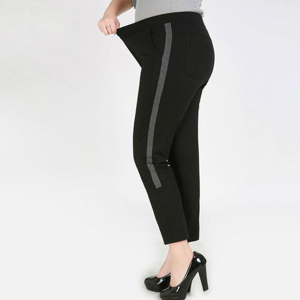 

women's pants & capris casual nine-point women trousers joggers sweat female elastic waist thin stretch 2xl to 9xl plus size ta4023, Black;white