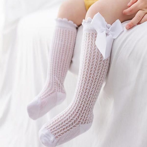 

socks born sock baby girl bowknot middle tube bow knee high cotton lace comfortable mesh children princess, Pink;yellow