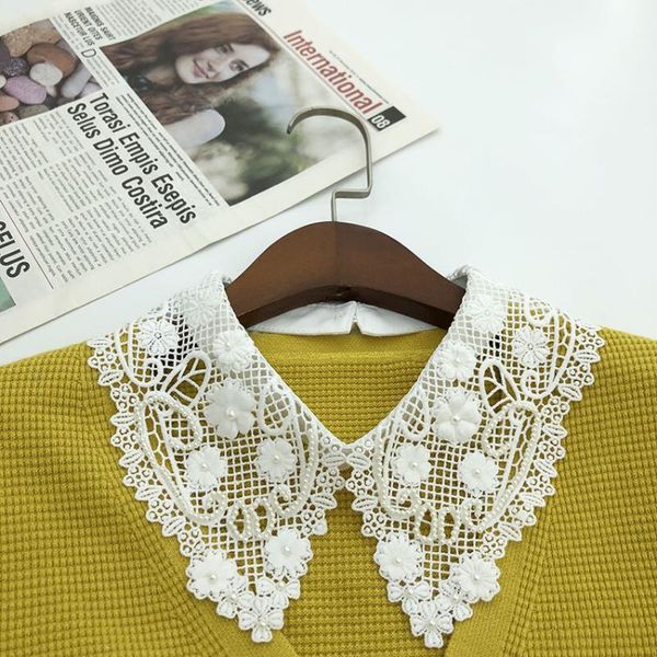 

bow ties fashion hollow out shirt detachable false collar neck ruff mini cape shawl female necklace fake for women decor, Black;gray