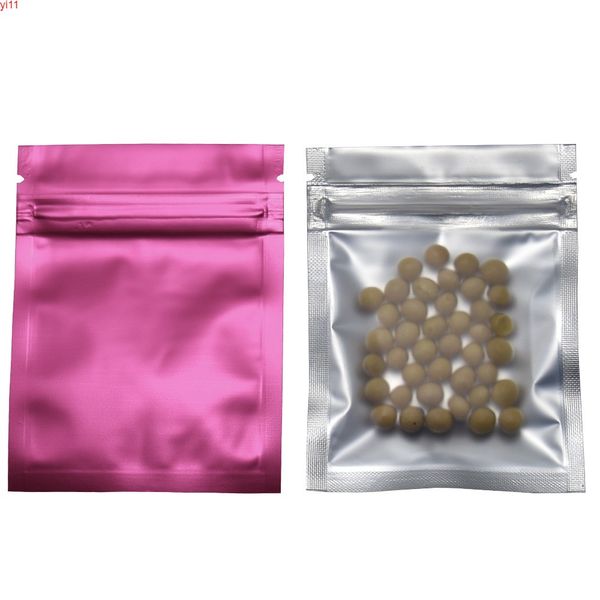 7.5 * 10cm Matte Clear / Pink Colored Alluminio Foil Package Bag Retail Zip Lock Zipper Mylar Food Storage Bags 100 Pieceshigh quatity