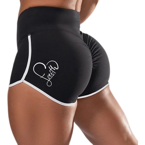 

women's high waist hip yoga running shorts, White;black
