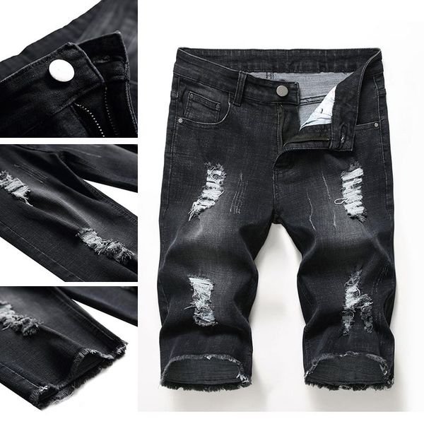 

2021 summer new fashion brand quality men denim shorts denim shorts men pants, Blue