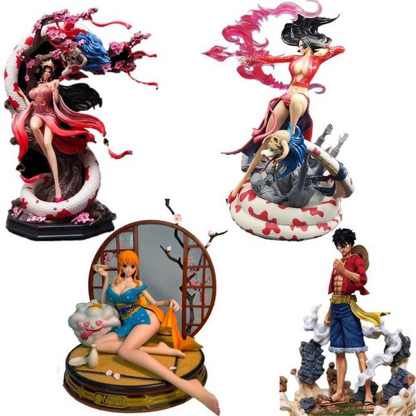 Японская аниме обезьяна D. Luffy Boa Hancock Nami GK Статуя игры ПВХ фигура игрушка игрушка для взрослых модель кукла Q0722