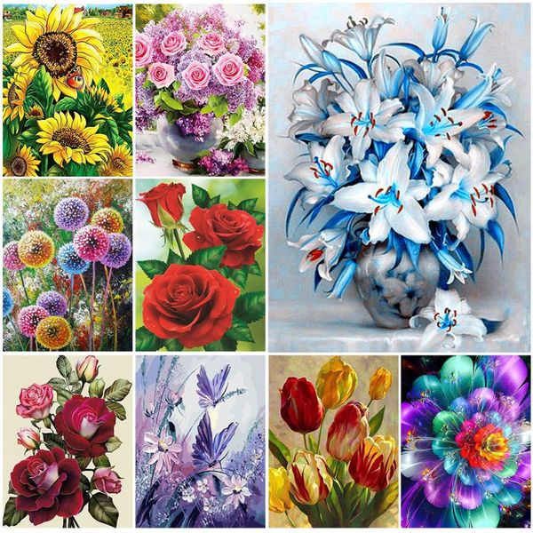 

diamond painting 5d diy flowers cross stitch kit full square embroidery flower mosaic picture of rhinestones decor gift