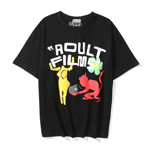 

2021 new films letter foam casual mens and womens tshirt short sleeve oversize graffiti cotton summer t-shirt high street loose tee 8t, White;black