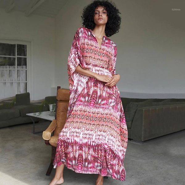 

women's swimwear rose blush dyed flower robe, loose holiday dress, beach sunscreen swimsuit and blouse, White;black