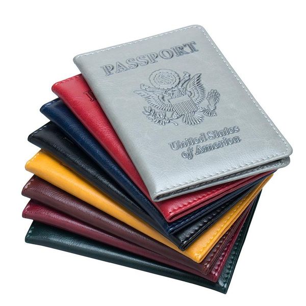 

card holders usa passports cover women mens america passport waterproof pu leather packages, Brown;gray
