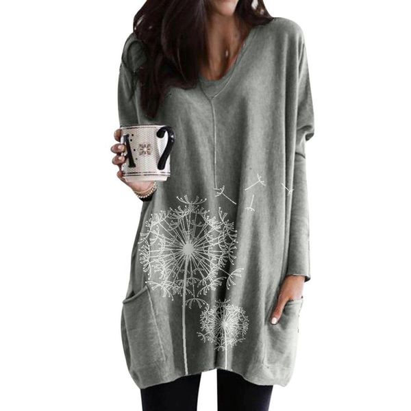 

ladies casual long loose casual stitching flower pocket shirt shirt solid color long-sleeved patchwork shirt drop shipping, White