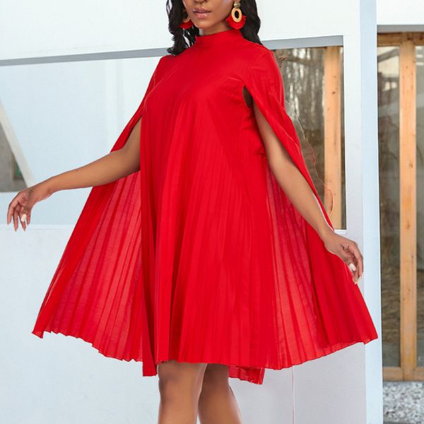 

2021 new women oversized party cloak pleated loose short es sleeve stand collar large female birthday robes for summer spring i7bp, Black;gray