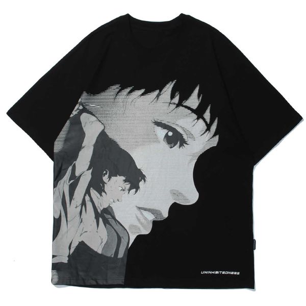 

chaopai 2021 chain broken print washed mens loose hip hop t-shirt cotton short sleeve shirts summer harajuku tshirts black, White;black