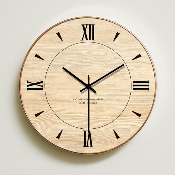

wall clocks wooden clock modern living room decoration nordic minimalist hanging watch home decor silent 12/14/16 inch