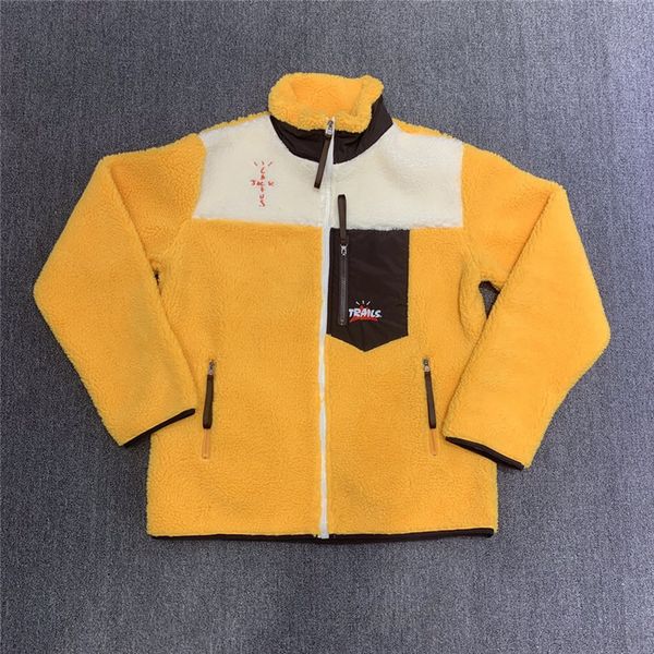 

2021 new lamb wool fleece travis scott trails full zip hoodie men women embroidery cactus jack stand-up collar sweatshirts 0zke, Black