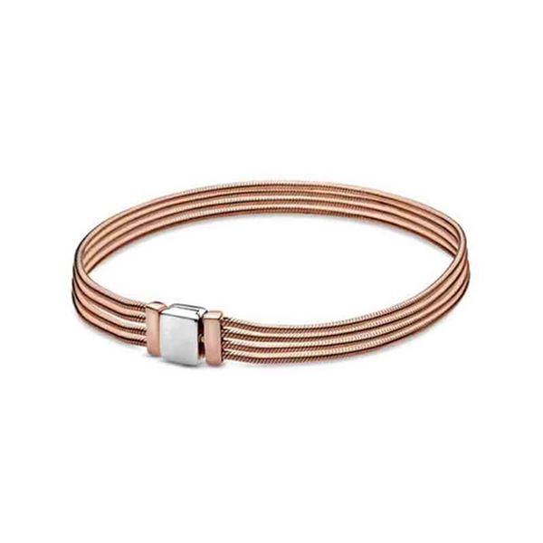 

new 2021 100% 925 sterling silver rose gold chain bracelet fit diy original fshion jewelry gift 1234567, Golden;silver
